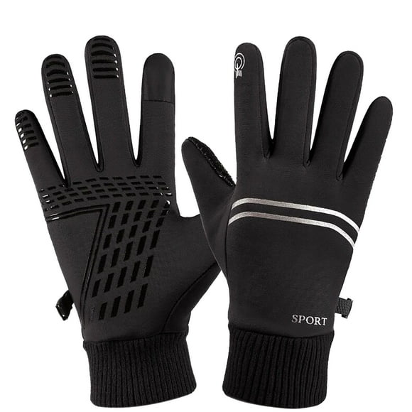 Chiak Unisex Casual Patchwork Windproof Warm Touch Screen Wrist Full-Finger Gloves Cold Weather Gloves 